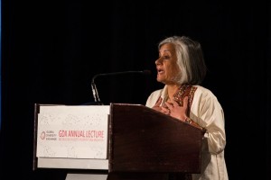 Pictured: Senator Omidvar delivers remarks at the Global Diversity Exchange Annual Lecture, which she hosted in 2015.